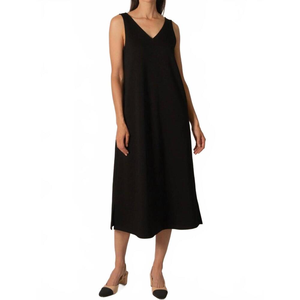 NEW BEFORE YOU COLLECTION paula modal v-neck sleeveless midi dress in black
